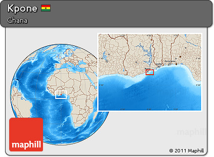 Shaded Relief Location Map of Kpone