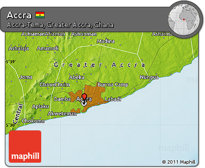 Physical Map of Accra