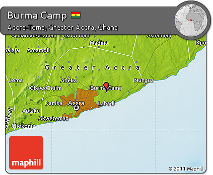 Physical Map of Burma Camp