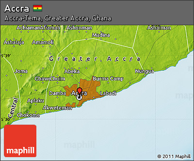 Physical Map of Accra