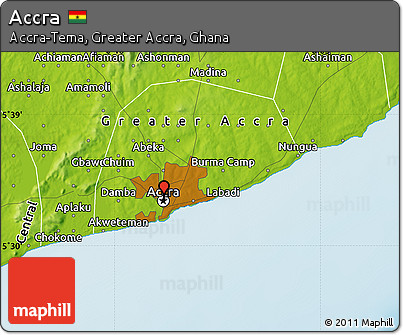 Physical Map of Accra