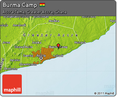 Physical Map of Burma Camp