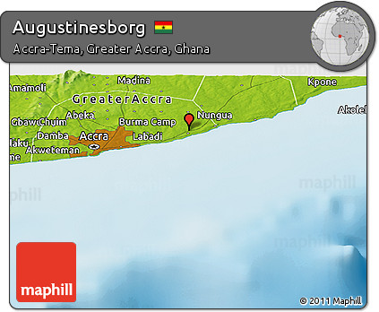 Physical Panoramic Map of Augustinesborg