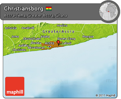 Physical Panoramic Map of Christiansborg