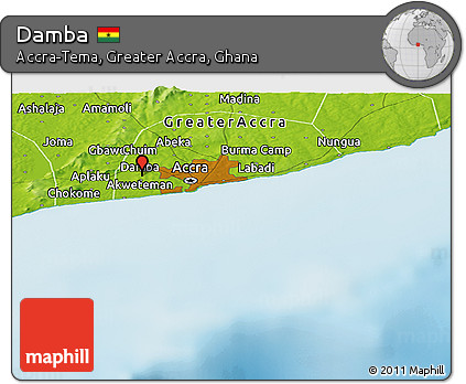 Physical Panoramic Map of Damba