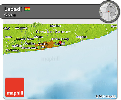 Physical Panoramic Map of Labadi