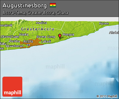 Physical Panoramic Map of Augustinesborg