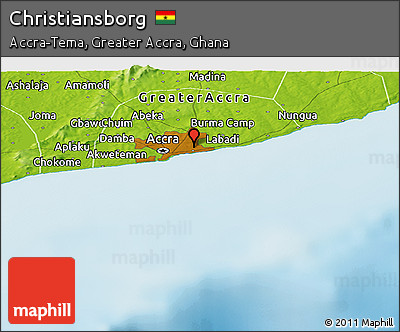 Physical Panoramic Map of Christiansborg