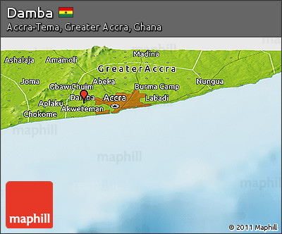 Physical Panoramic Map of Damba