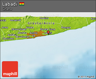 Physical Panoramic Map of Labadi