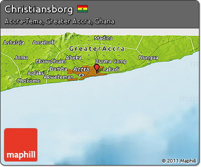 Physical Panoramic Map of Christiansborg
