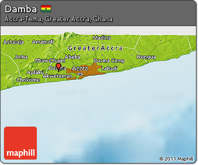 Physical Panoramic Map of Damba