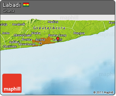 Physical Panoramic Map of Labadi