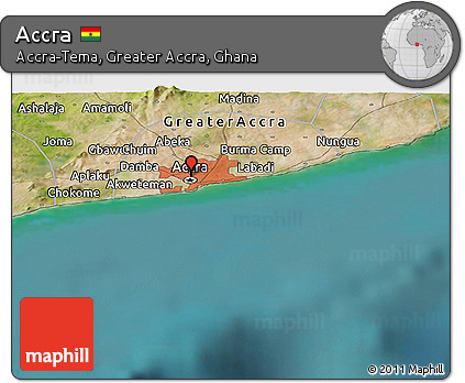 Satellite Panoramic Map of Accra