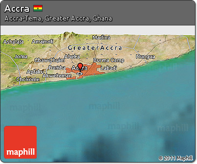 Satellite Panoramic Map of Accra