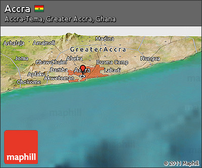 Satellite Panoramic Map of Accra