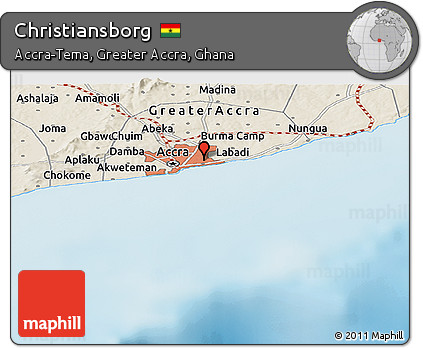 Shaded Relief Panoramic Map of Christiansborg