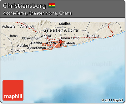 Shaded Relief Panoramic Map of Christiansborg