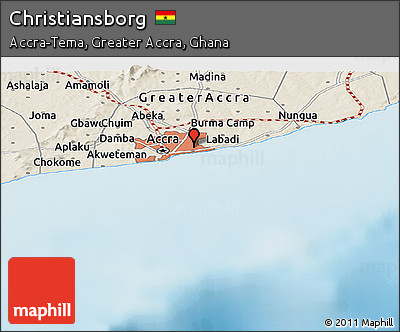 Shaded Relief Panoramic Map of Christiansborg