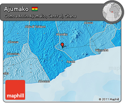 Political 3D Map of Ajumako