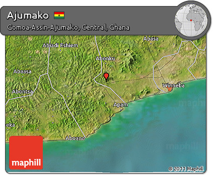 Satellite 3D Map of Ajumako