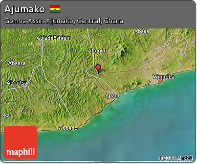 Satellite 3D Map of Ajumako