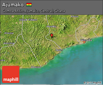 Satellite 3D Map of Ajumako