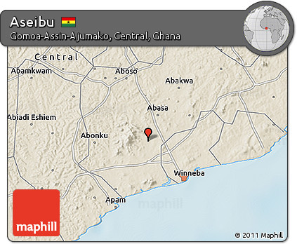 Shaded Relief 3D Map of Aseibu