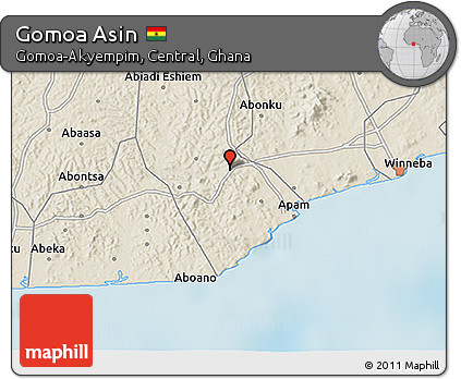 Shaded Relief 3D Map of Gomoa Asin