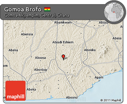 Shaded Relief 3D Map of Gomoa Brofo