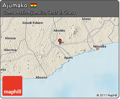 Shaded Relief 3D Map of Ajumako