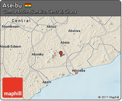 Shaded Relief 3D Map of Aseibu