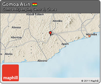 Shaded Relief 3D Map of Gomoa Asin
