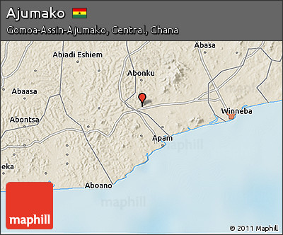 Shaded Relief 3D Map of Ajumako
