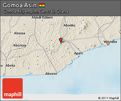 Shaded Relief 3D Map of Gomoa Asin
