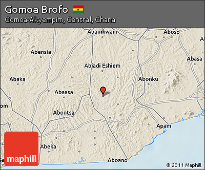 Shaded Relief 3D Map of Gomoa Brofo