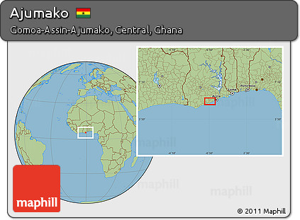 Savanna Style Location Map of Ajumako
