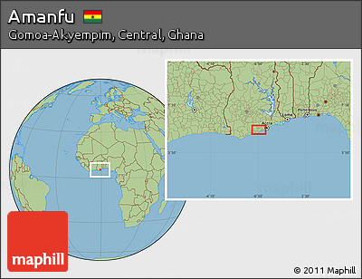 Savanna Style Location Map of Amanfu