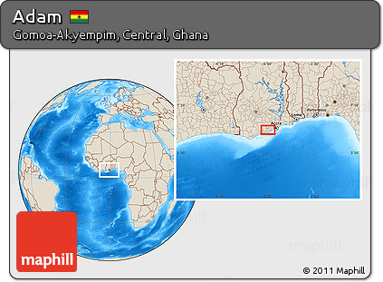 Shaded Relief Location Map of Adam