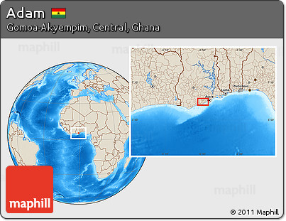 Shaded Relief Location Map of Adam