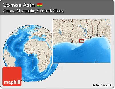 Shaded Relief Location Map of Gomoa Asin