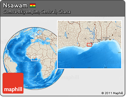 Shaded Relief Location Map of Nsawam