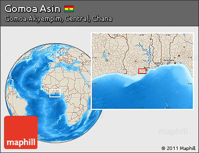 Shaded Relief Location Map of Gomoa Asin