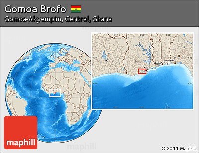 Shaded Relief Location Map of Gomoa Brofo