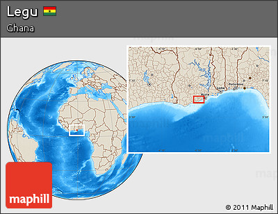 Shaded Relief Location Map of Legu