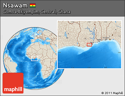 Shaded Relief Location Map of Nsawam