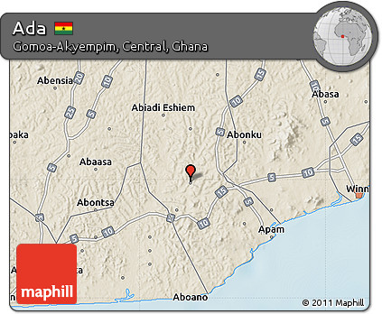 Shaded Relief Map of Ada