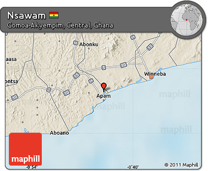 Shaded Relief Map of Nsawam