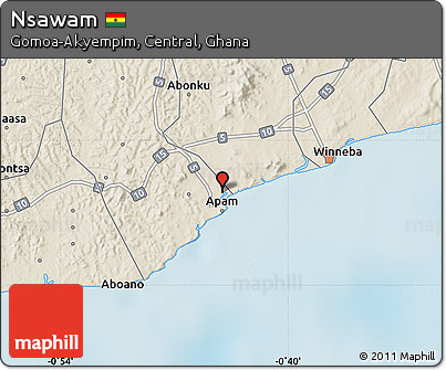 Shaded Relief Map of Nsawam