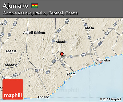 Shaded Relief Map of Ajumako